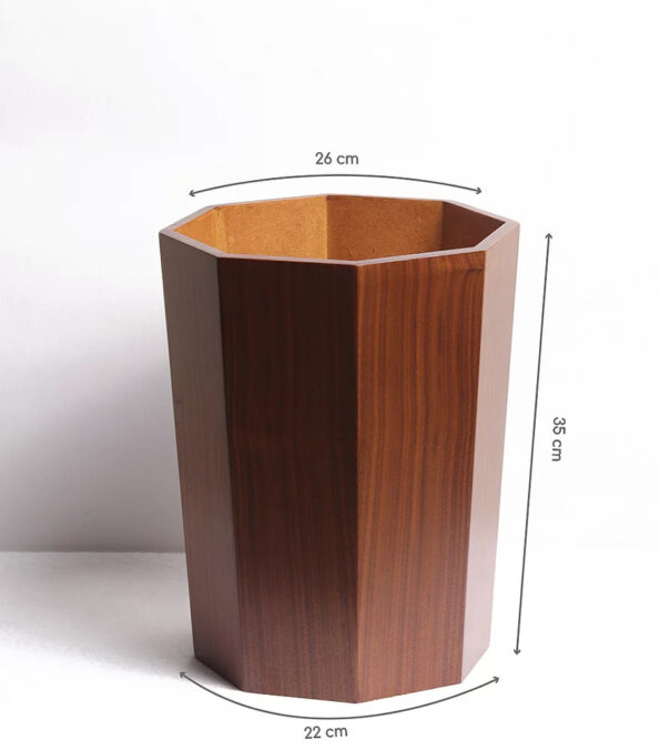 Octagon Wooden Modern Trash Bin Walnut The Giftery